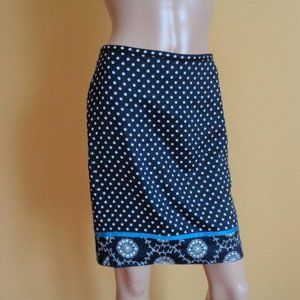 Ann Taylor Loft polka dot pencil skirt navy